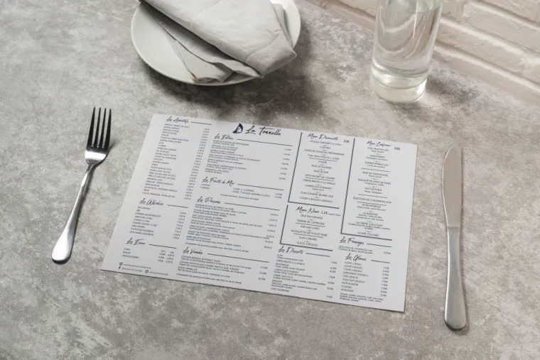 Sets de table pour le restaurant La Tonnelle à Saint-Cyprien